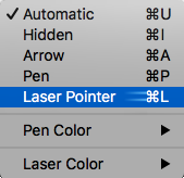 Choose laser Pointer from the pop-up menu