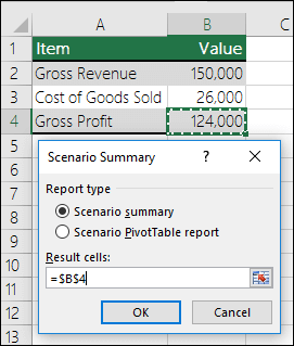 Scenario Summary dialog