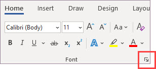 Font dialog box launcher