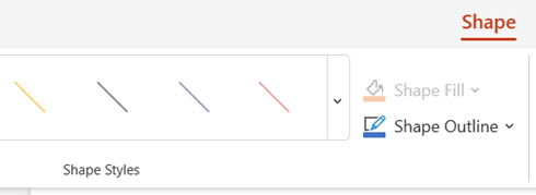 On the Shape tab, you can select a quick style to apply to the currently selected line.