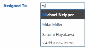 An AutoComplete Control partially filled out, showing three suggested values underneath.