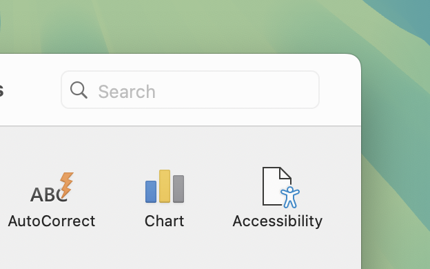 Accessibility settings section in app preferences