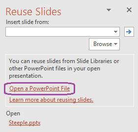 Browse to locate a presentation