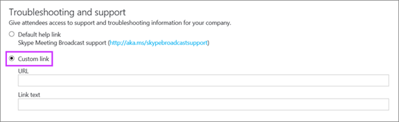 Create a custom troubleshooting and support URL