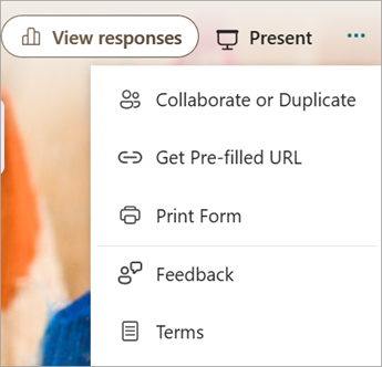 Select more form settings to reveal Collaborate or Duplicate