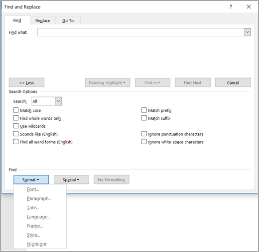 Click Find and then click Advanced Find