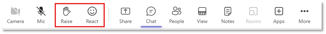 Controls in a Teams meeting.