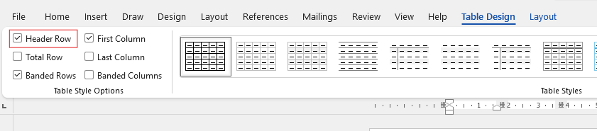 A screenshot displays the header row's location.