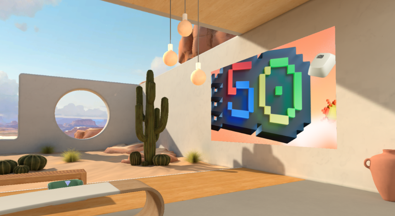 Screenshot showing custom 3D elements in an immersive event environment.