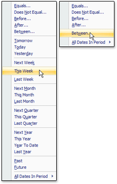 Long and short common date filter lists