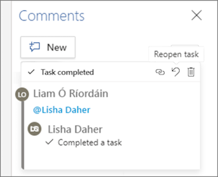Mentions to reopen task screenshot
