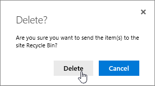Item delete confirmation box with Delete highlighted