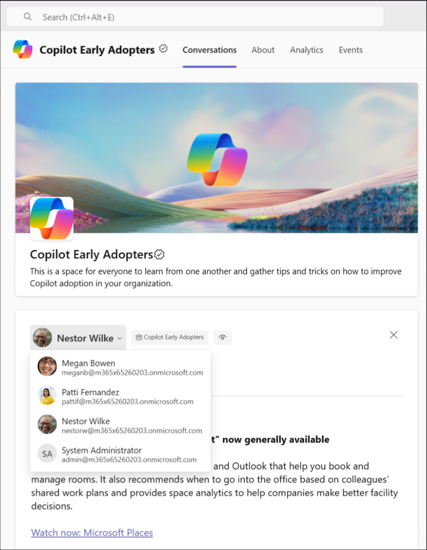 Dropdown menu to select a delegate for which you want to write a comment or otherwise perform an action