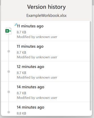 Excel List of Versions