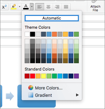 The Automatic color setting for fonts in Outlook for Mac.