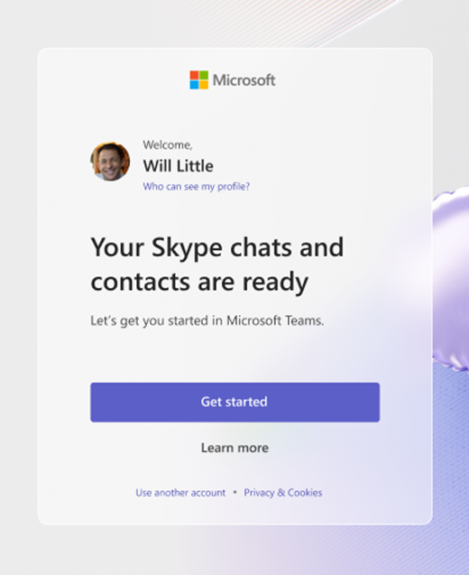 Login screen with Skype and Teams logos