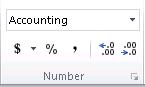 Number group on the Home tab