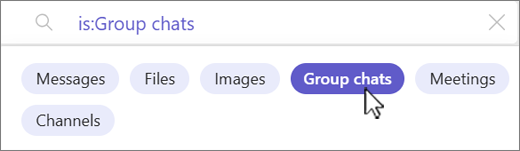 Screenshot of Teams search filter tabs.