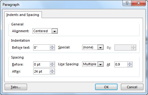 Paragraph dialog box in PowerPoint