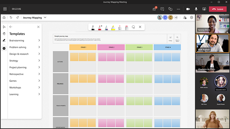 Design & research template in Whiteboard