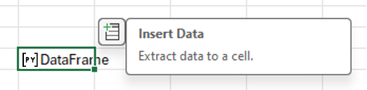Select the Insert Data icon to extract the DataFrame data.